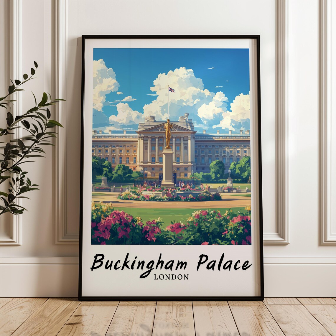 Buckingham Palace London Travel Poster, Minimalist Europe