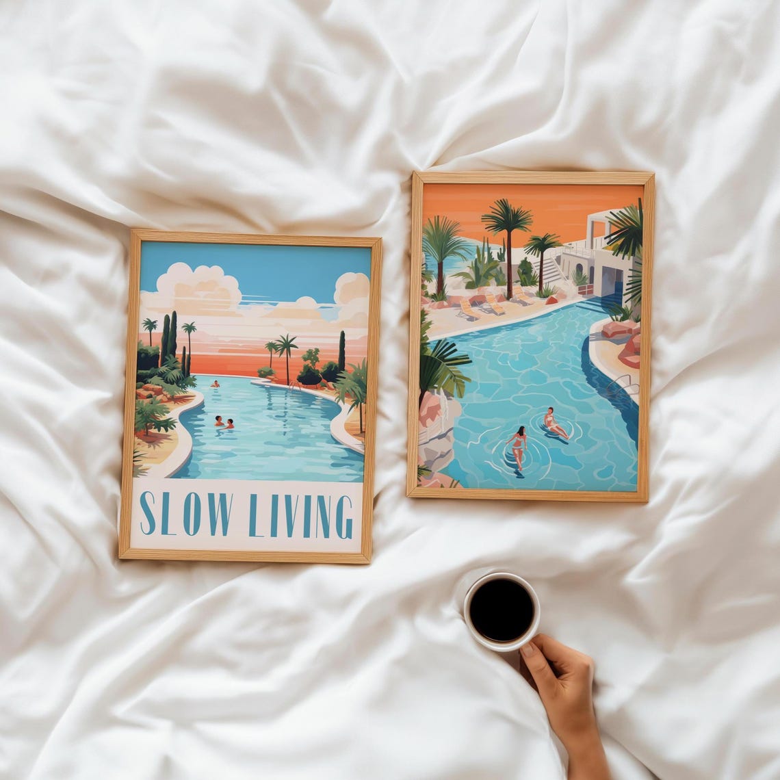 Poolside Holiday Wall Art Print Exotic Travel Poster With Palm Trees Wanderlust Gallery Collection