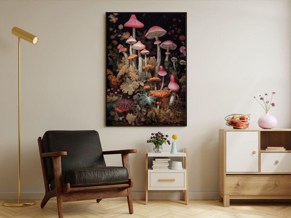 Vintage Mushrooms Art Print, Enchanted Forest Botanical - Image 2