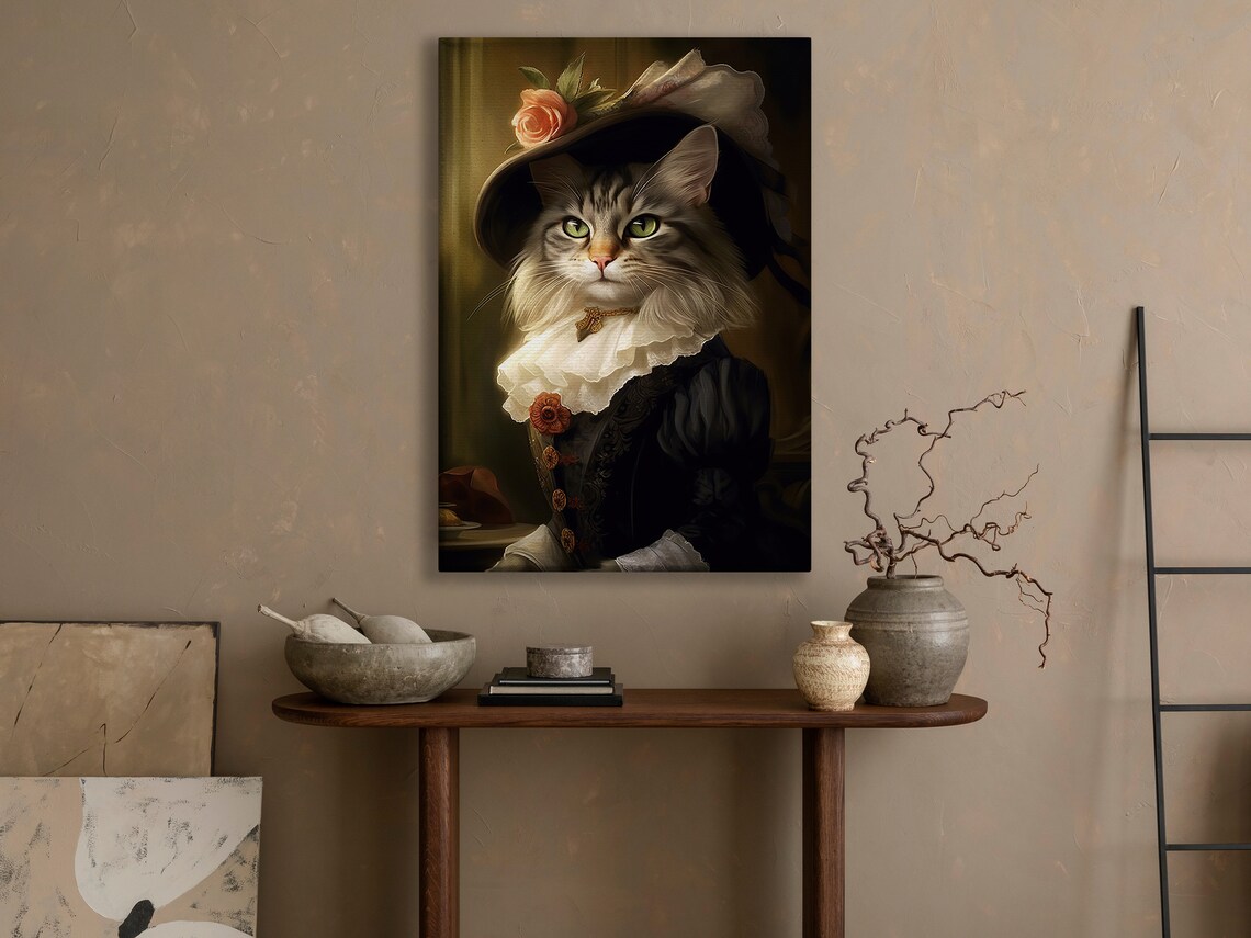 Victorian Cat Lady Art Print, Royal Feline Portrait - Image 4
