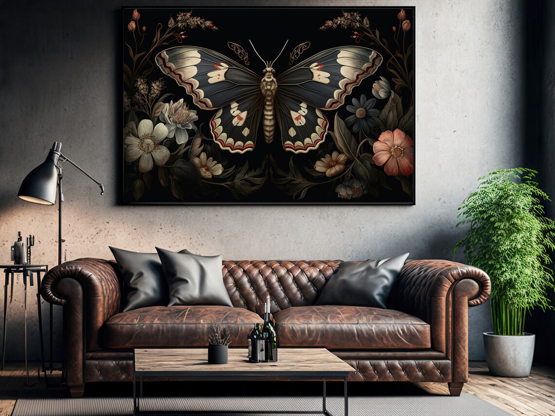 Vintage Dark Butterfly Print, Gothic Dark Academia - Image 3