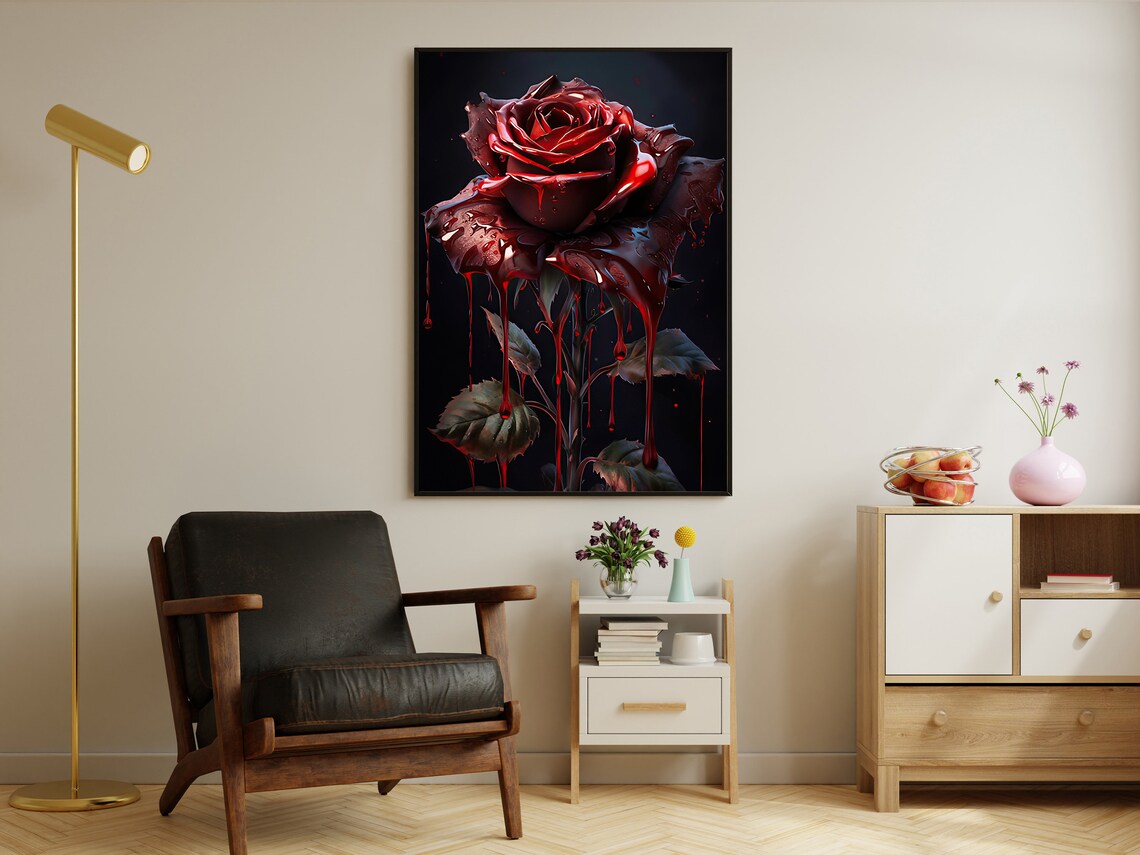 Vintage Dark Roses Still Life Art Print, Gothic Dark Academia - Image 2