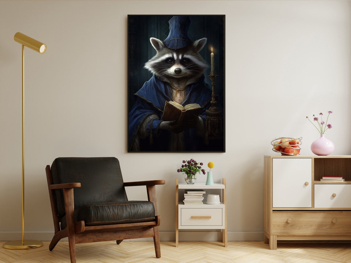 Raccoon Scholar Painting Raccoon Art Print Raccoon Print Gothic Art Print Dark Academia Art Raccoon Poster Raccoon Wall Decor - Image 4