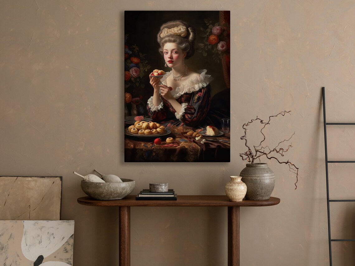 Rococo Lady Powdered Wig Dessert Table Baroque Feast Portrait Art Poster - Image 4