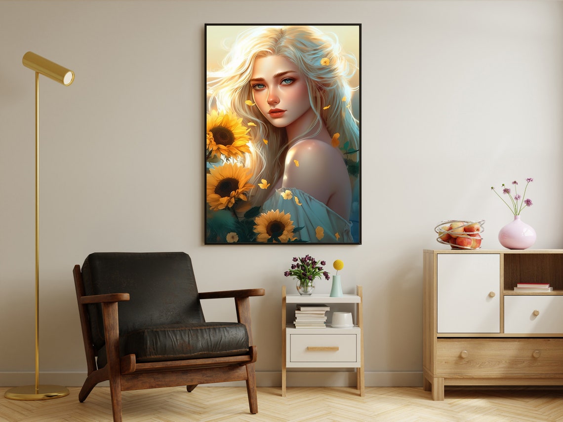 Floral Woman Painting Woman Art Print Beauty Print Woman Poster Print Flowers Art Print Flowers Painting - Image 2