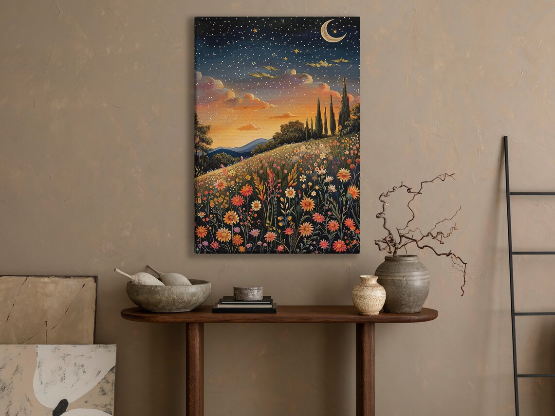 Cottage Flowers Field Painting, Vintage Floral Art Print - Image 4