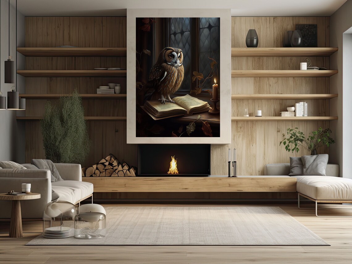 Vintage Owl Art Print, Gothic Dark Academia Style - Image 2