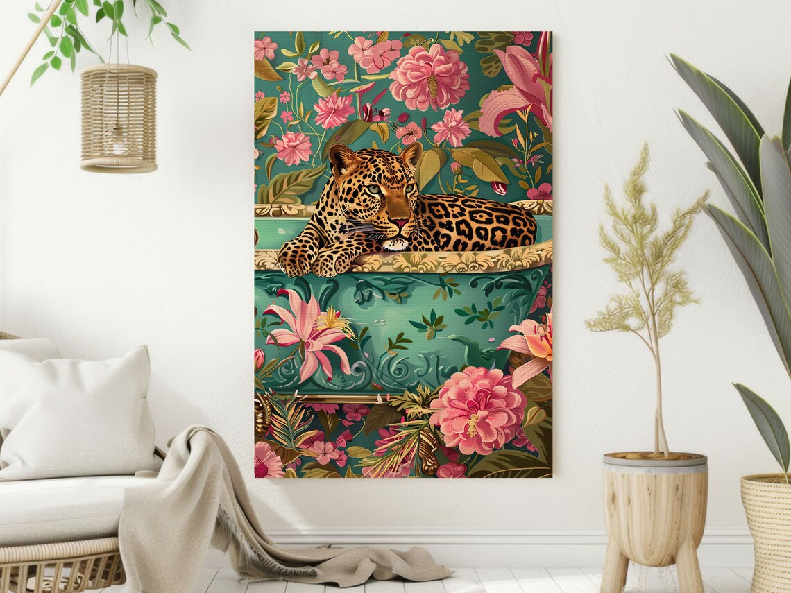 Matisse-Inspired Leopard in Bathtub Poster Print - Image 4