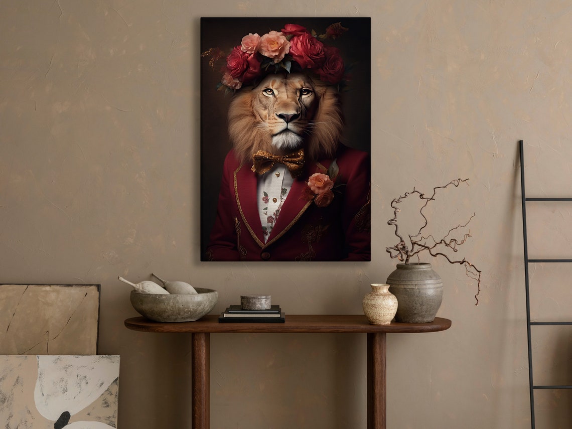 Vintage Victorian Lion Painting Renaissance Lion Art Print Lion Print Gothic Art Print Animal Poster Print Wild Animal Painting - Image 4