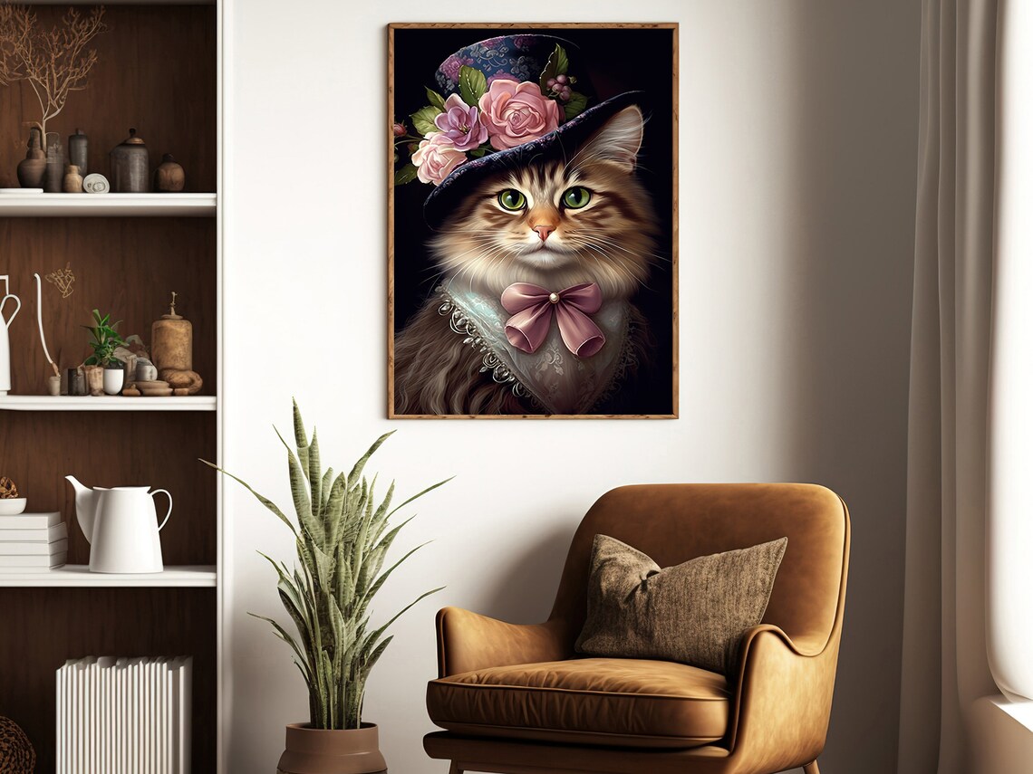 Victorian Cat Lady, Royal Feline Poster Print - Image 2