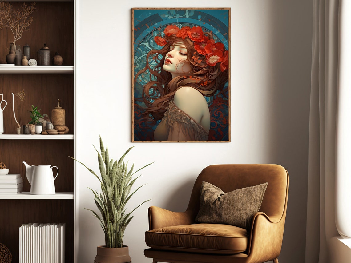 Floral Woman Painting Woman Art Print Beauty Print Woman Poster Print Flowers Art Print Flowers Painting - Image 3