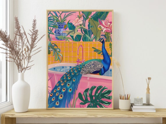 Matisse Peacock In Bathtub Painting Peacock Print Peacock Poster Print Bathroom Wall Art