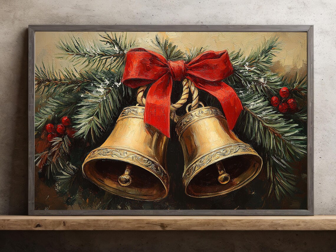 Vintage Jingle Bells Cozy Christmas Poster Print