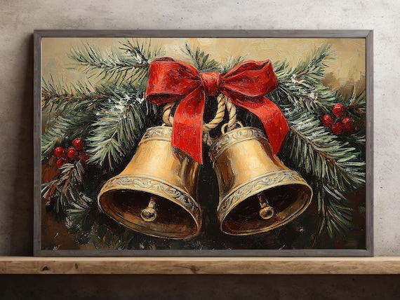 Vintage Jingle Bells Cozy Christmas Poster Print