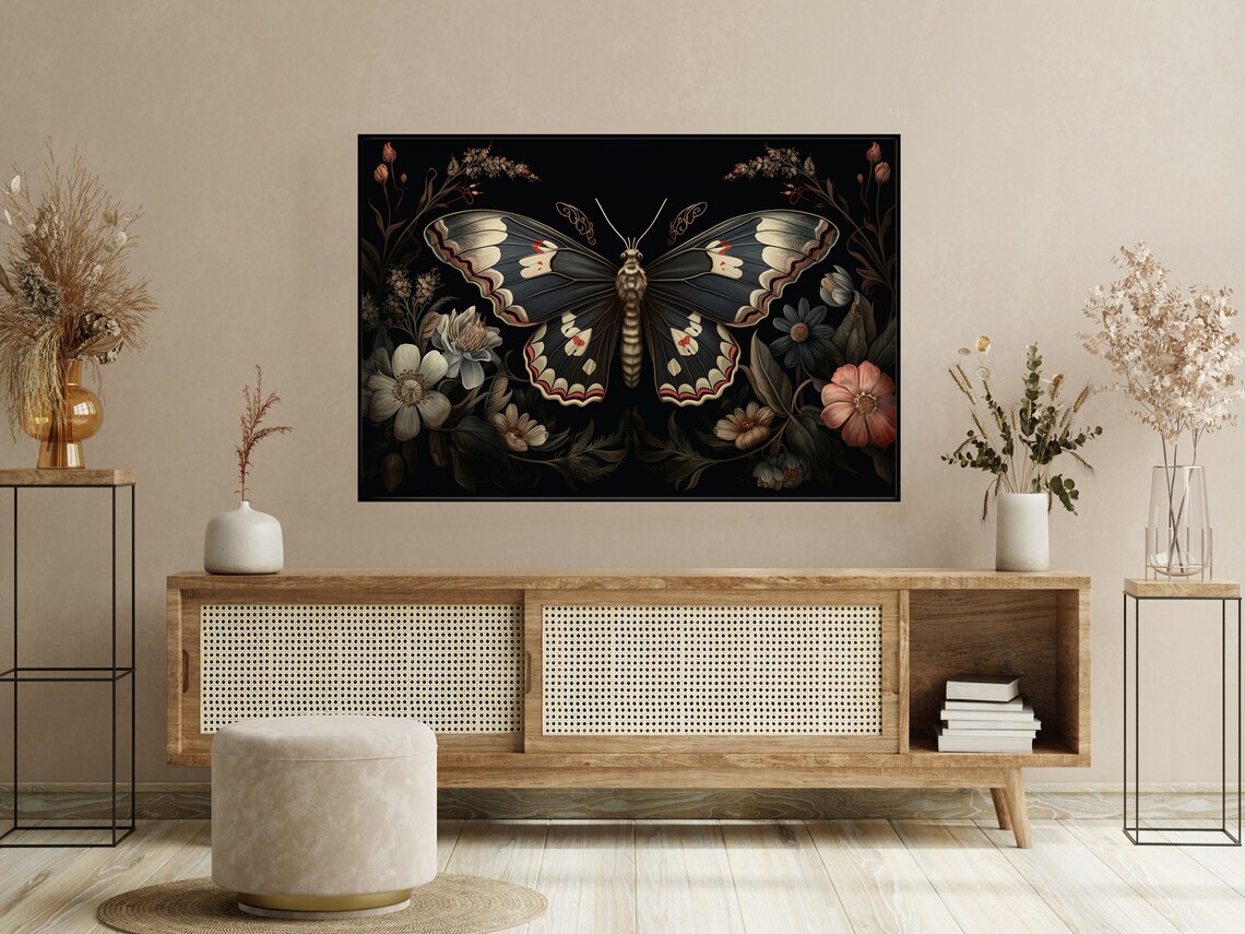 Vintage Dark Butterfly Print, Gothic Dark Academia - Image 2