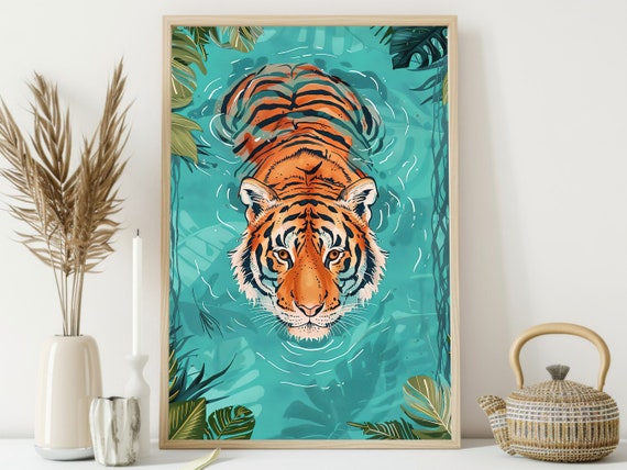 Matisse Tiger In Bathtub Painting Tiger Print Tiger Poster Print Bathroom Wall Art