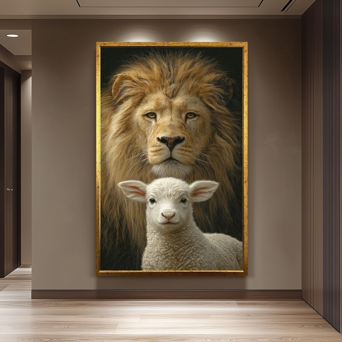 Lion And Lamb, Spiritual Christian Art Print