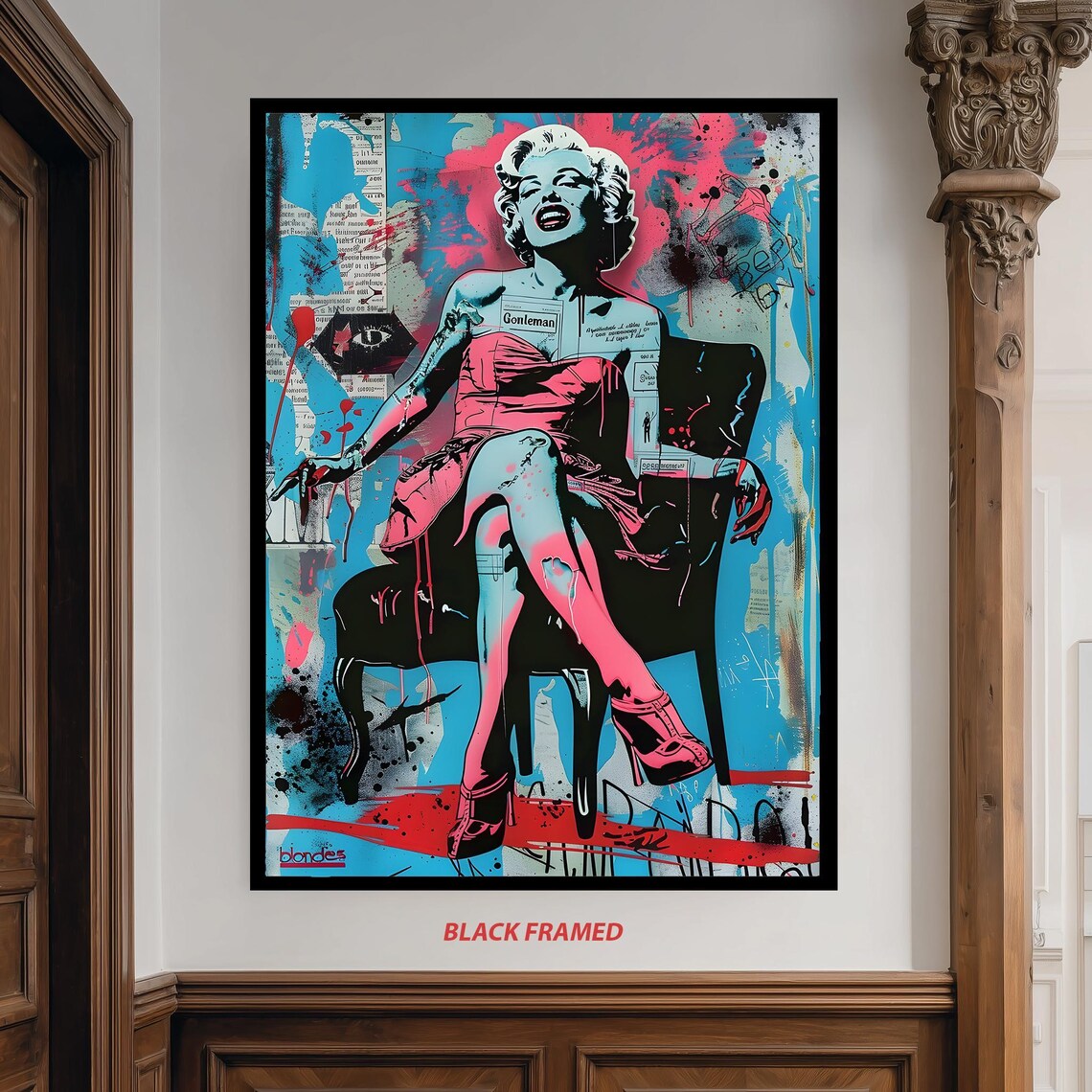 Marilyn Monroe Pink Blue Graffiti Street Art Pop Art Portrait Poster