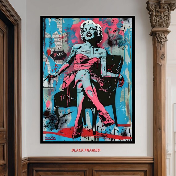 Marilyn Monroe Pink Blue Graffiti Street Art Pop Art Portrait Poster