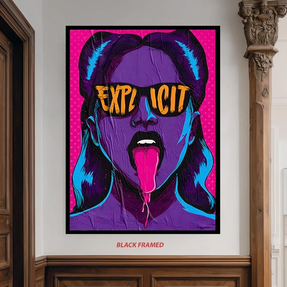 Pop Art Woman Portrait Canvas Wall Colorful Modern Girl Illustration With Red Lips And Freckles Bold Retro Poster For Home Decor