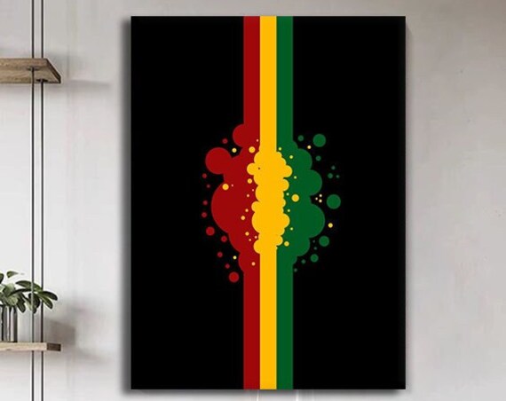 Red Yellow And Green Three Color Line Design Print African Wall Art Ready To Hang Painting Modern Home Decor