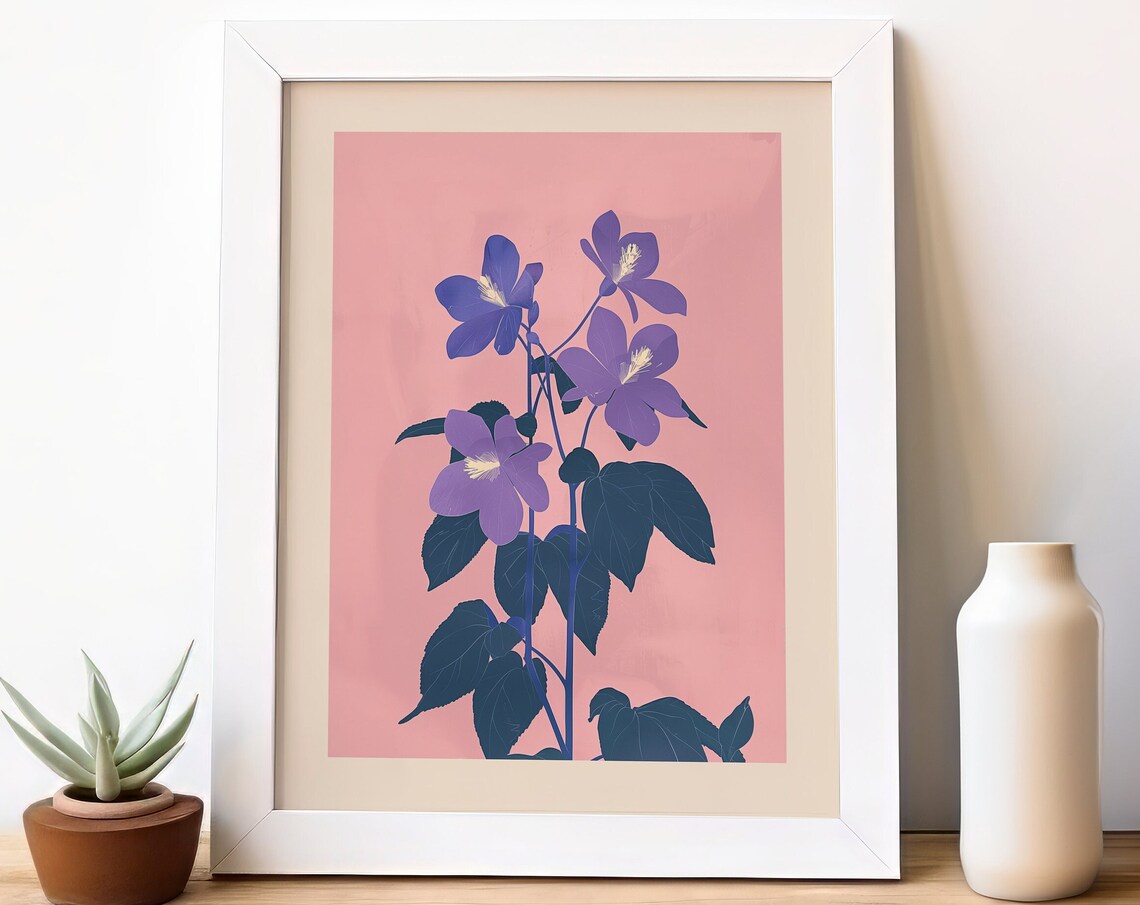 February Birth Flower Violet Floral Painting Art Print