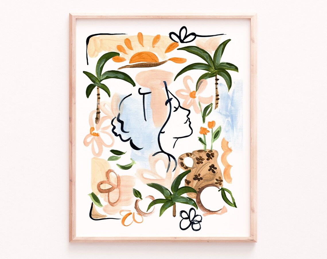 Bloom Art Print, Abstract Feminine Portrait