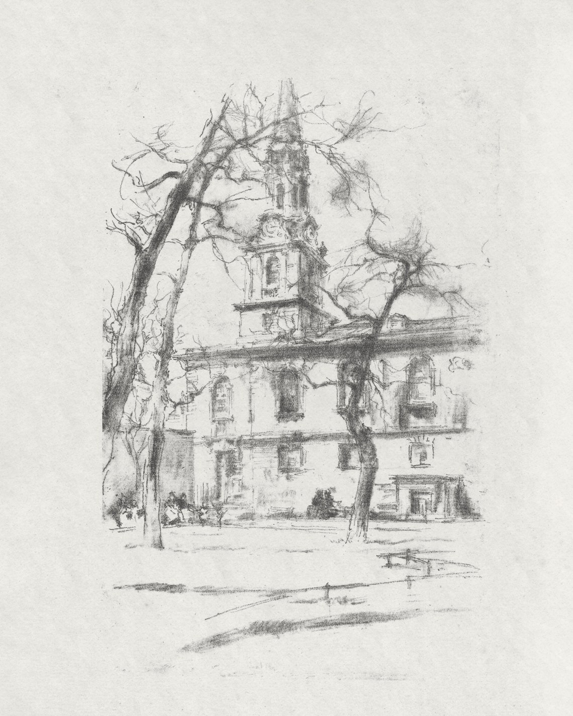 Vintage European Village Architecture Sketch Art Print - Image 2