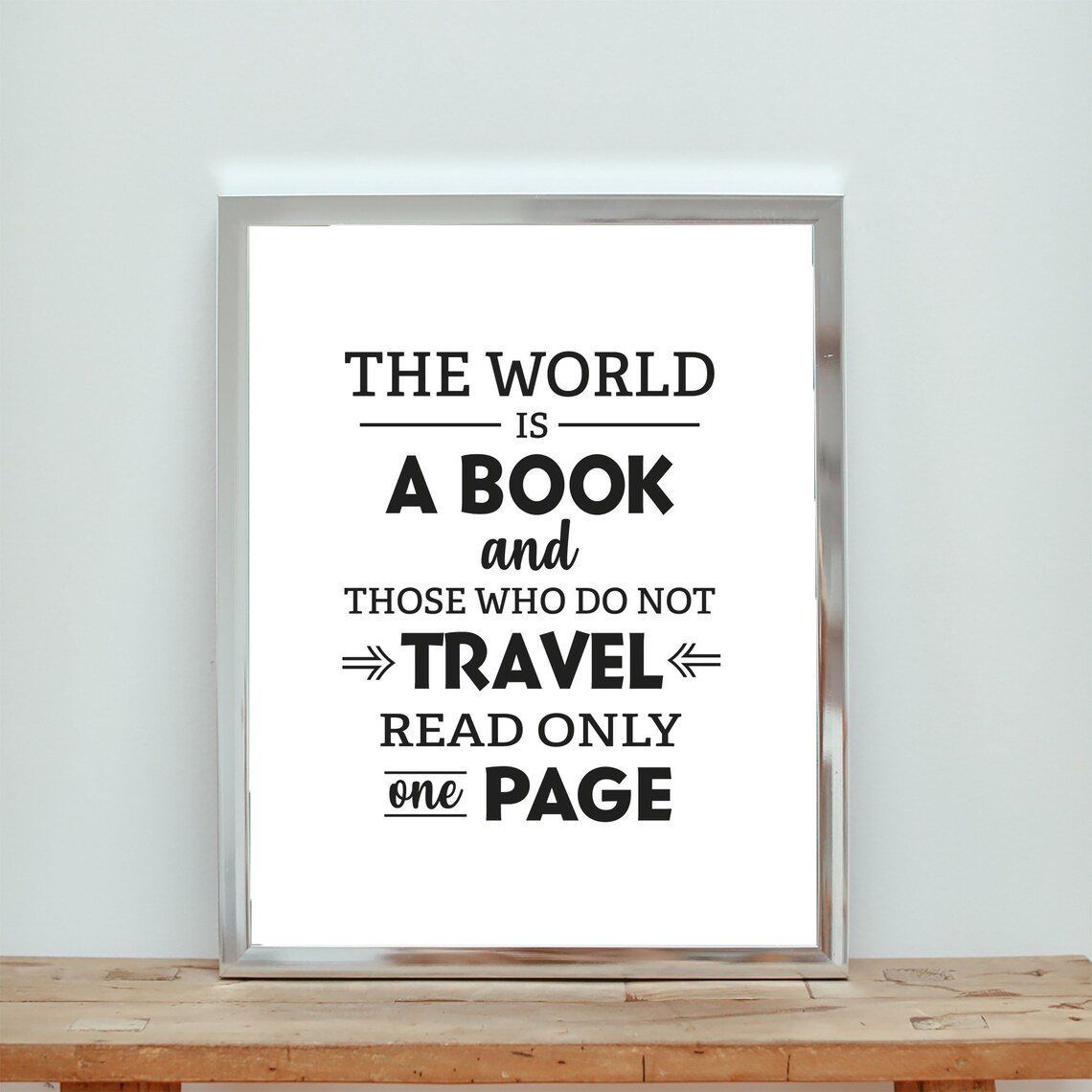 Inspirational World Is a Book Travel Quote Typography Poster
