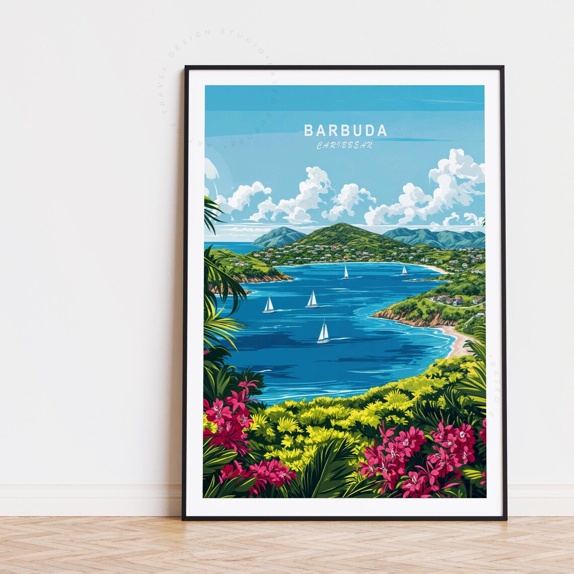 Barbuda Caribbean Travel Poster Wall Art Print Birthday Present Custom Housewarming Gifts