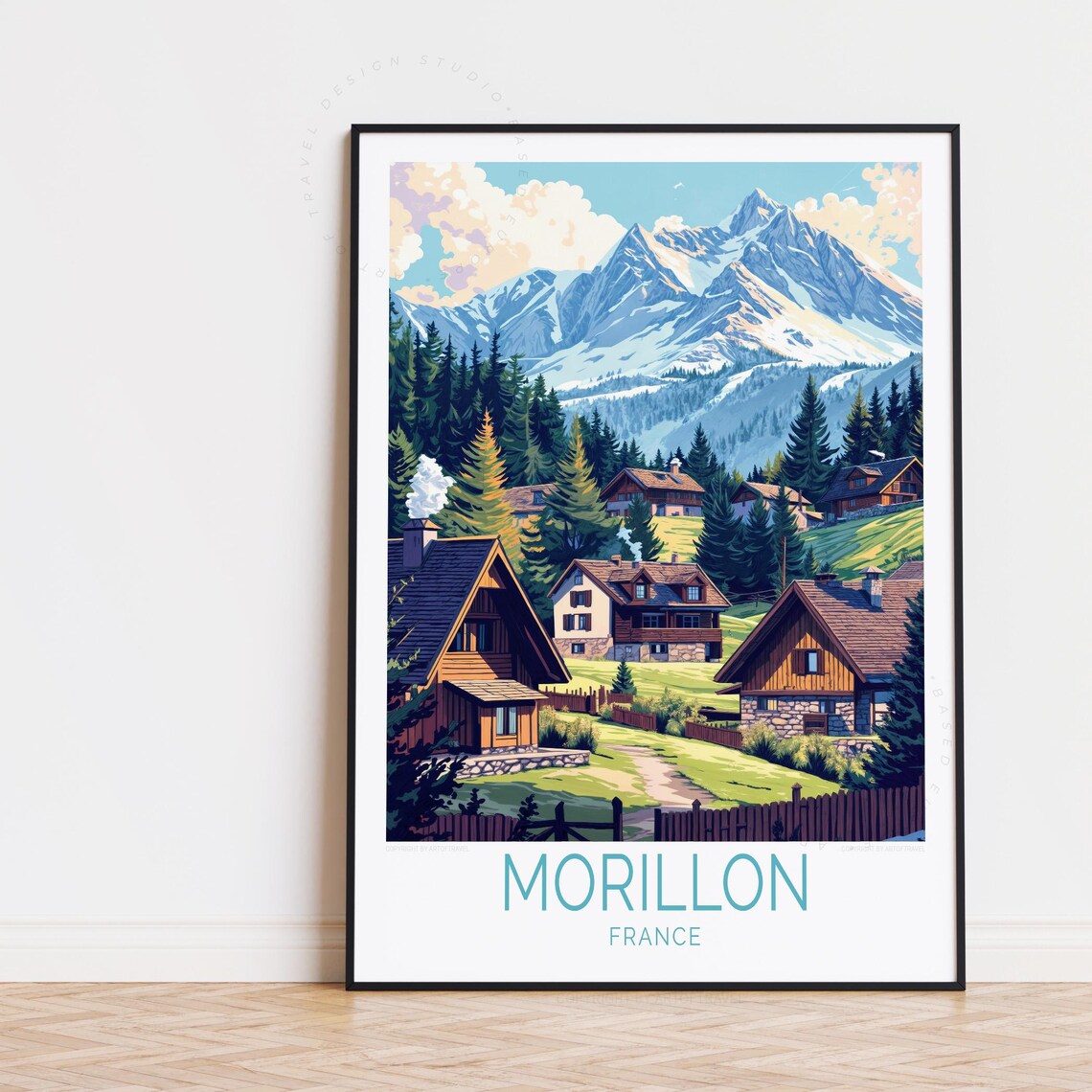 Morillon France Alpine Chalet Village Mountain Valley Travel Poster