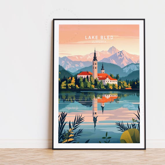 Lake Bled Minimalist Travel Poster Print