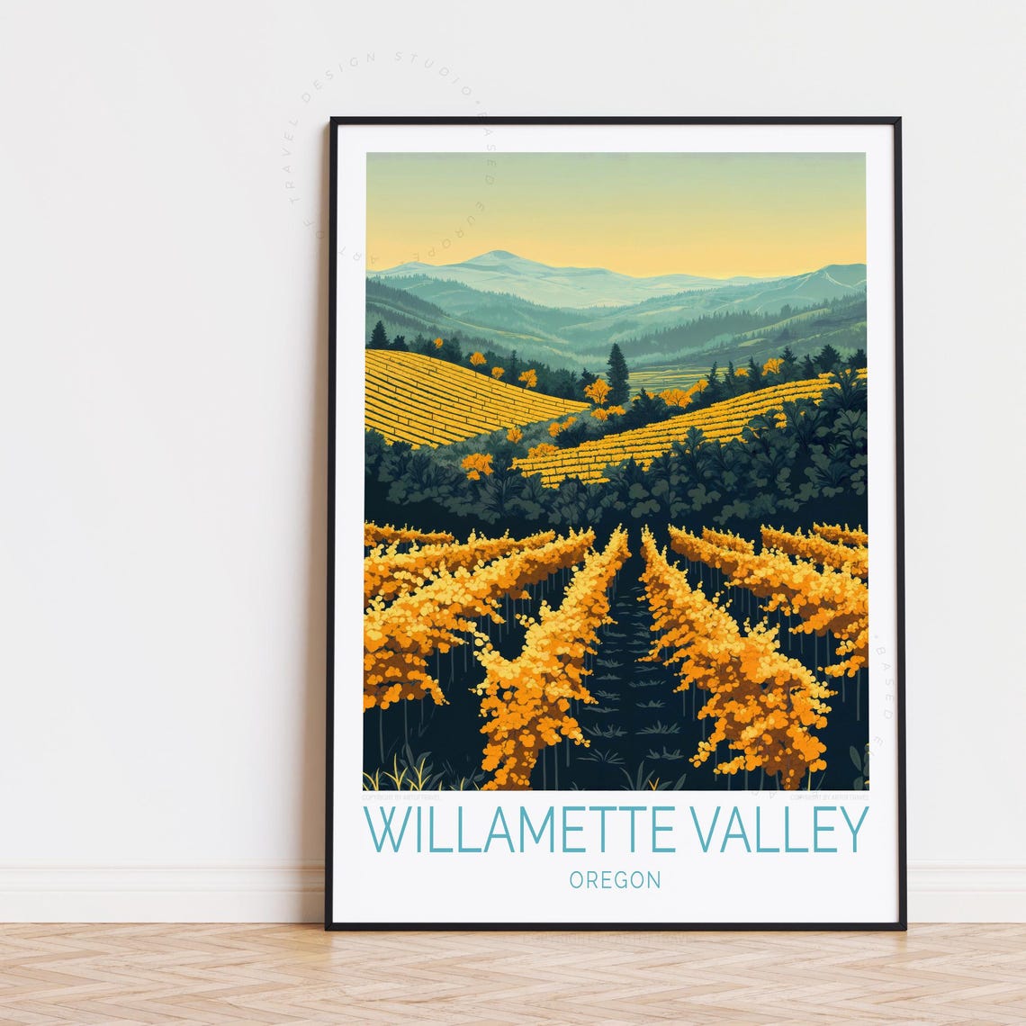 Willamette Valley Oregon Wine Country Golden Hour Vineyard Poster