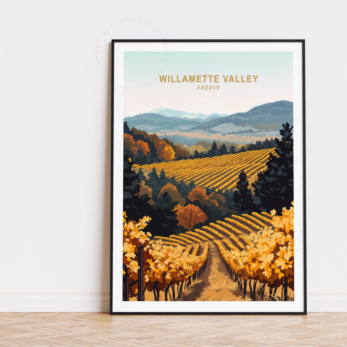 Willamette Valley Oregon Autumn Vineyard Hills Harvest Time Poster