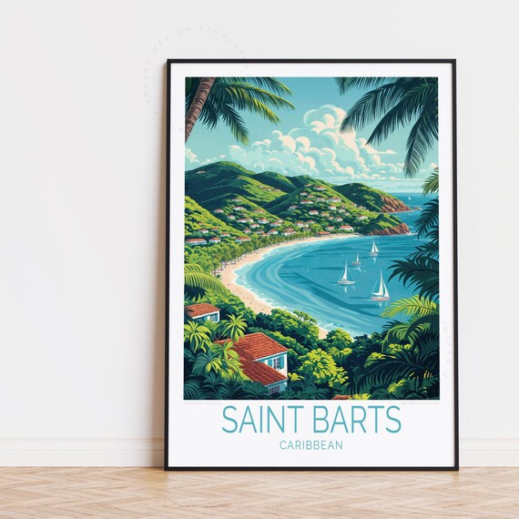 Saint Barts Travel Poster Caribbean Wall Art Print Home Decor Birthday Gifts Personalised