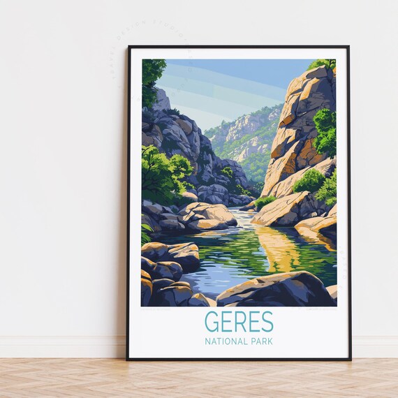 Geres National Park Rocky River Gorge Portugal Travel Poster