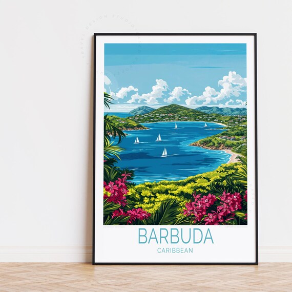 Barbuda Caribbean Travel Poster Wall Art Print Birthday Gifts Personalised Home Decor
