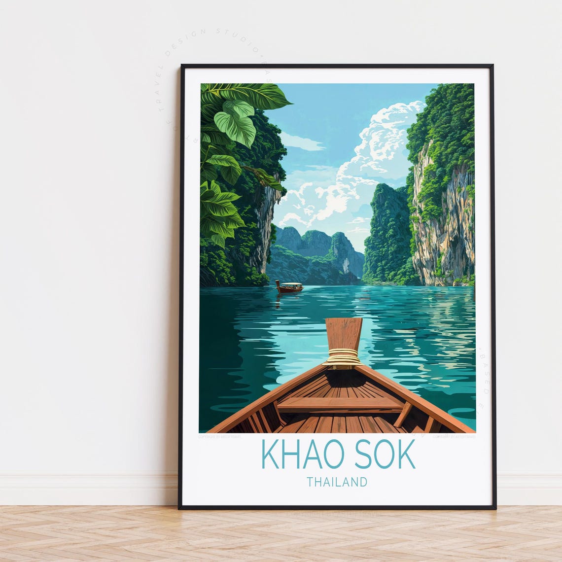 Khao Sok Thailand Longtail Boat Ride Limestone Canyon Cliffs Poster