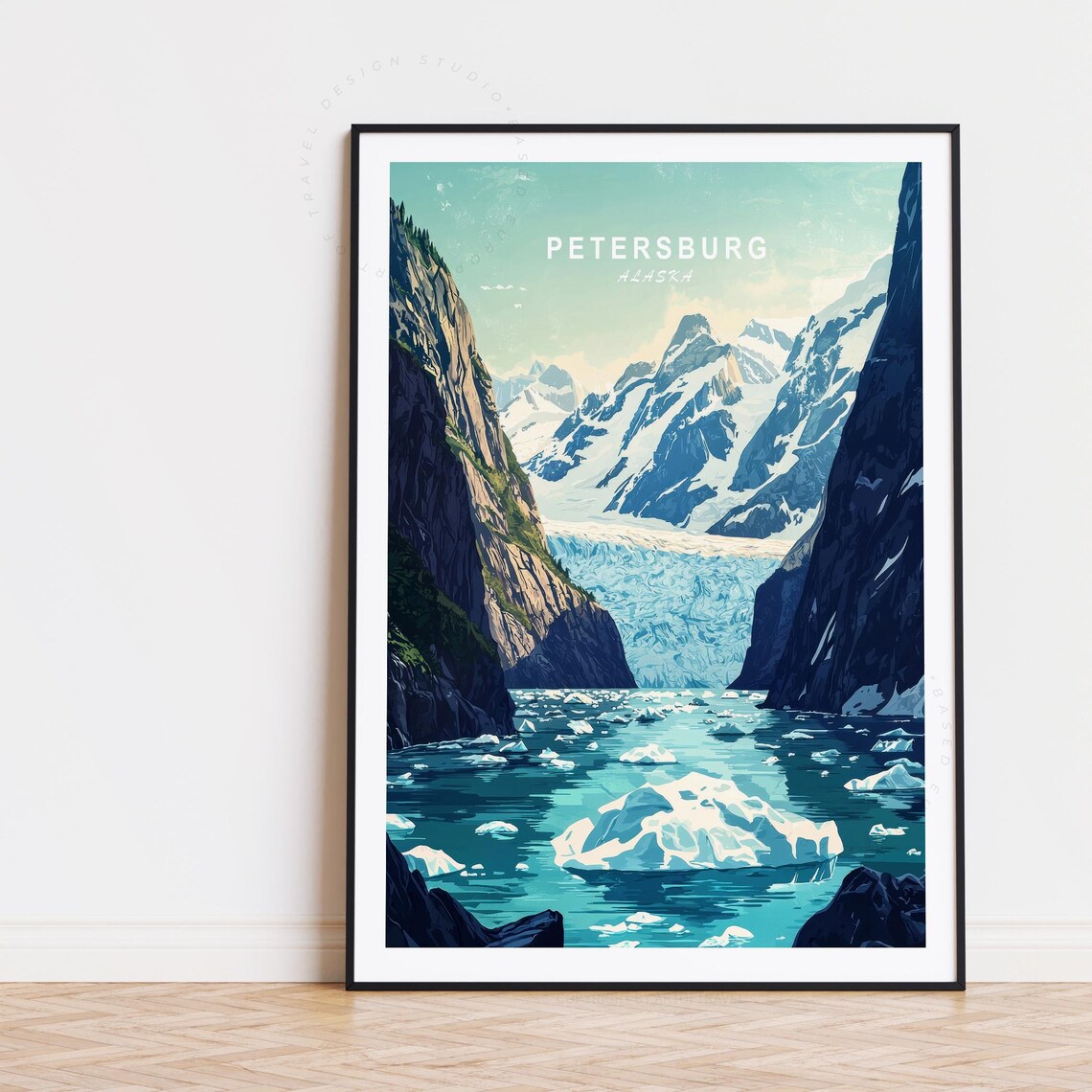Petersburg Alaska Tidewater Glacier Iceberg Bay Mountain Poster
