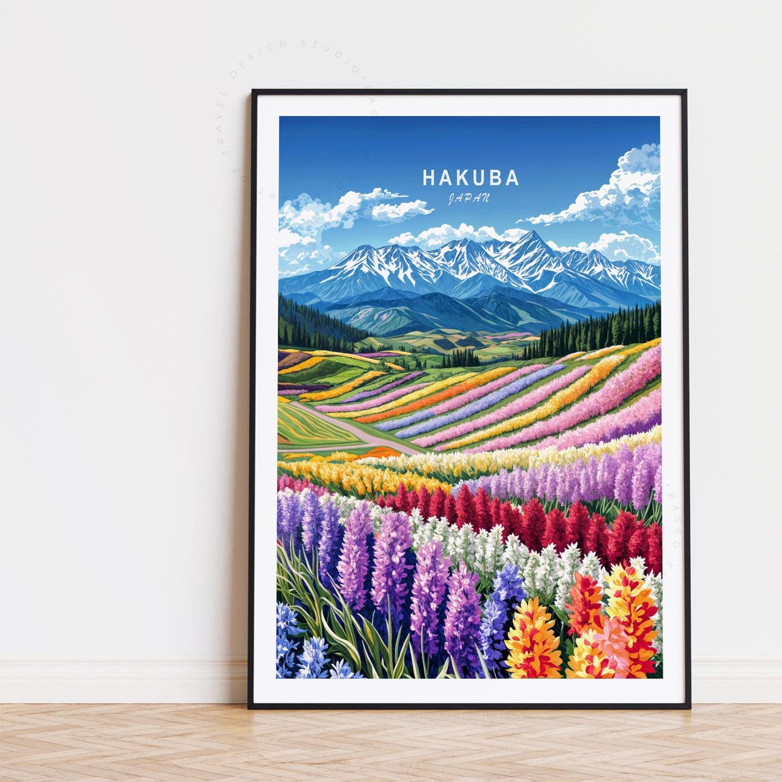 Hakuba Japan Alpine Flower Meadows Snow Mountain Summit View Poster