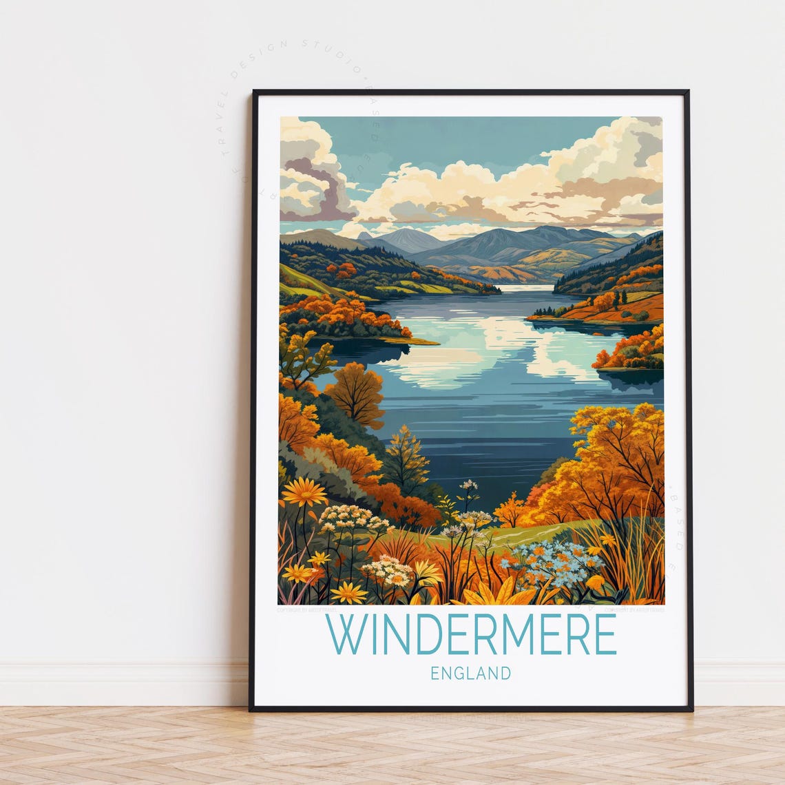 Windermere England Autumn Lake District Fells Landscape Poster