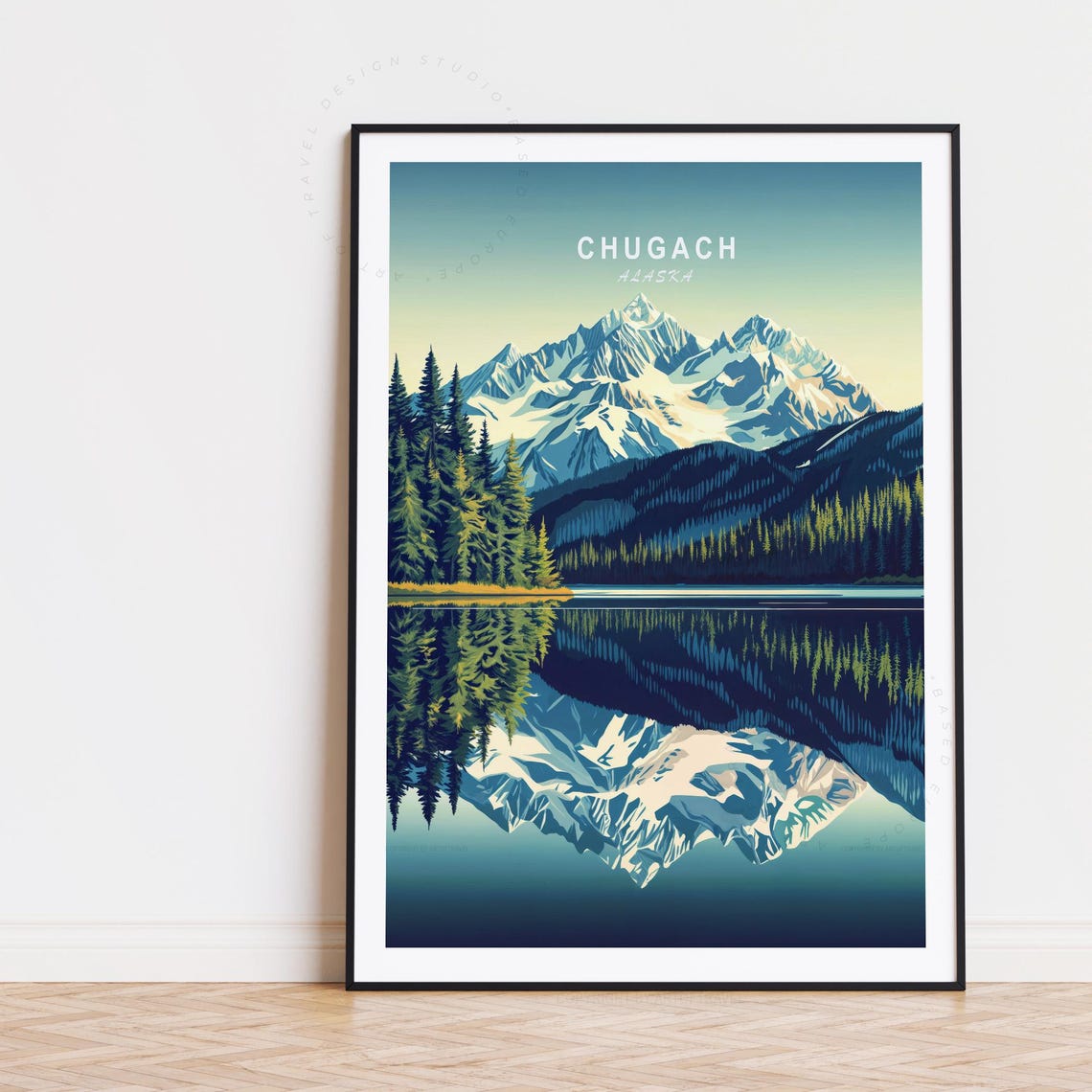 Chugach Alaska Snowcapped Peaks Lake Reflection Mountain Poster