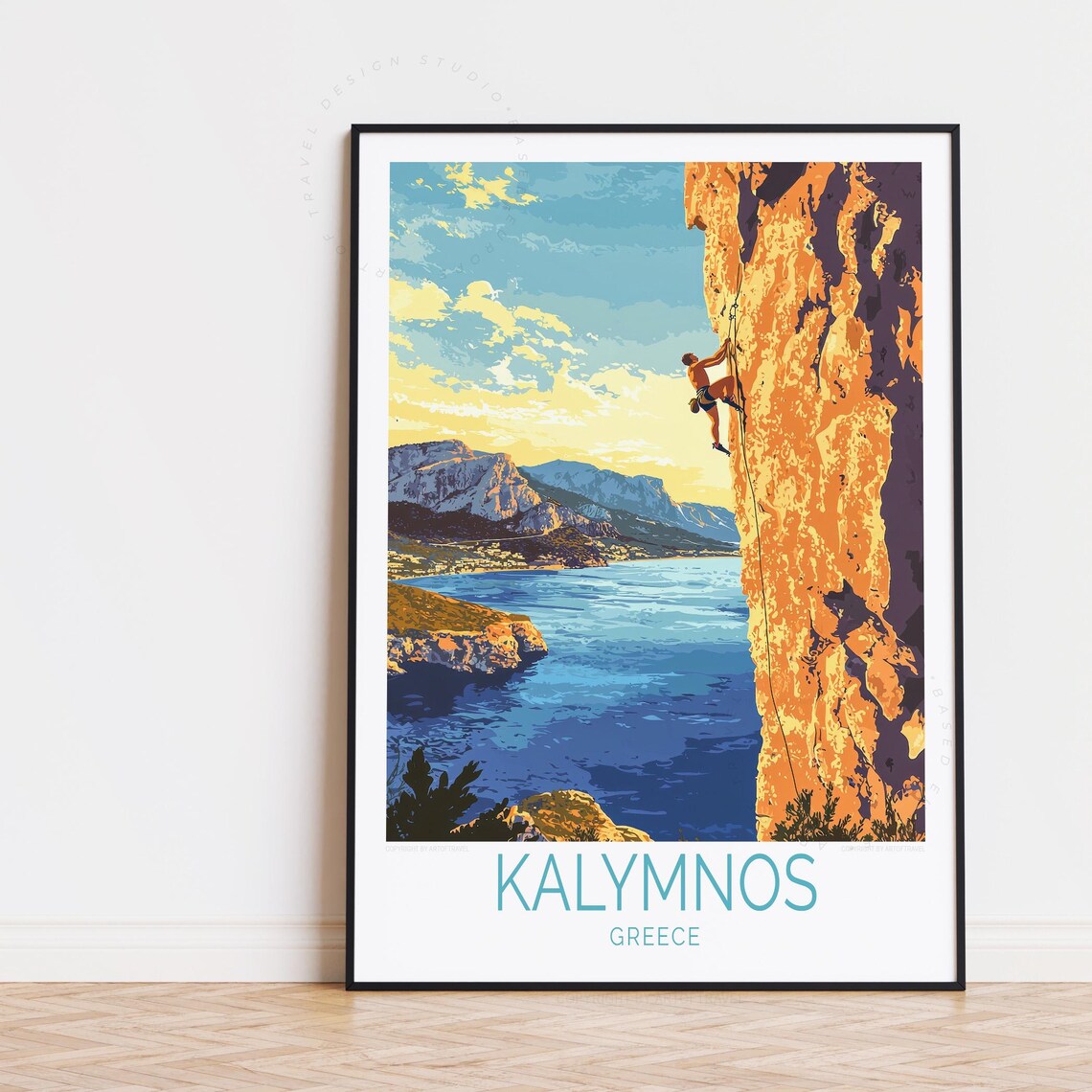 Kalymnos Greece Sea Cliff Rock Climbing Adventure Travel Art Poster