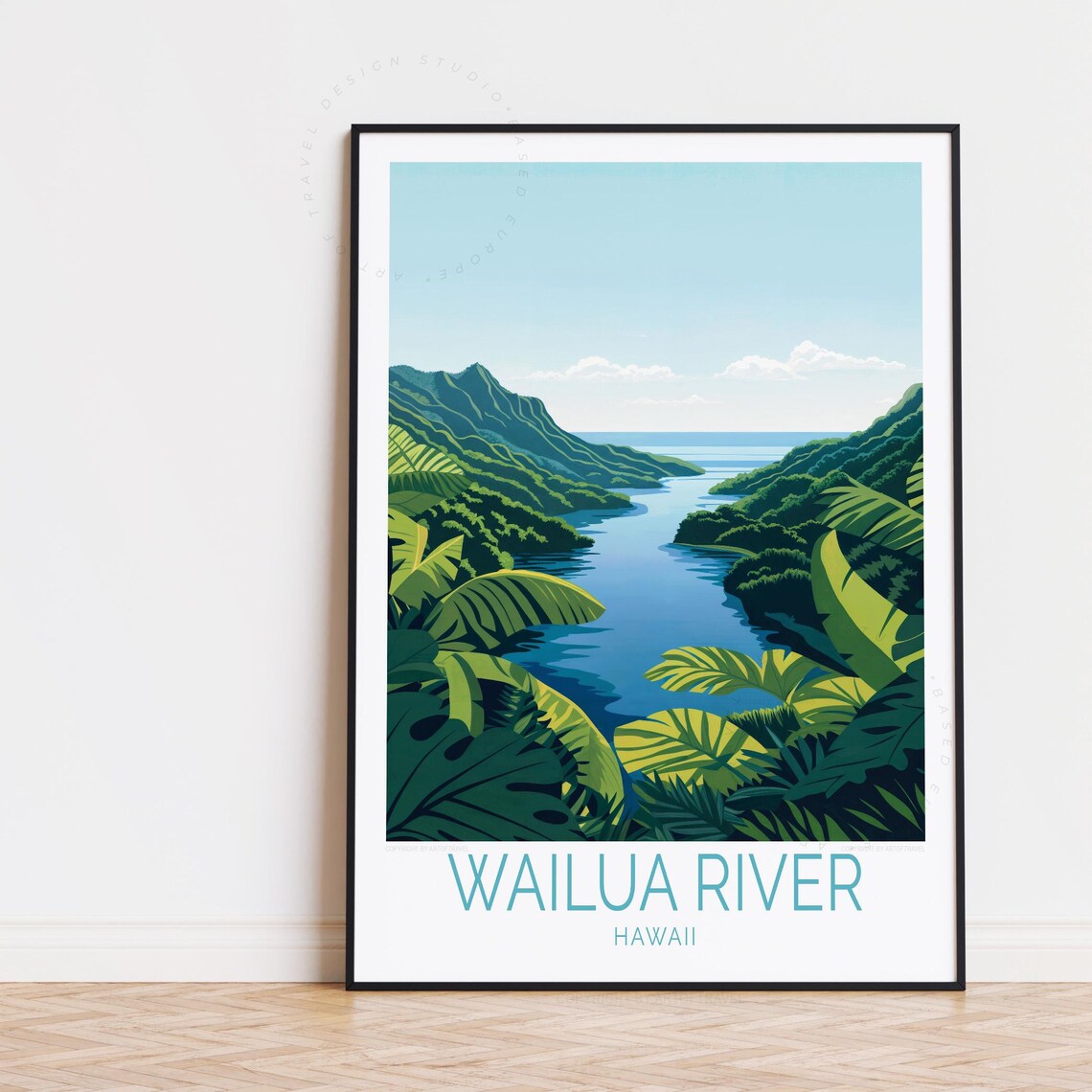 Wailua River Hawaii Tropical Jungle River Valley Travel Poster