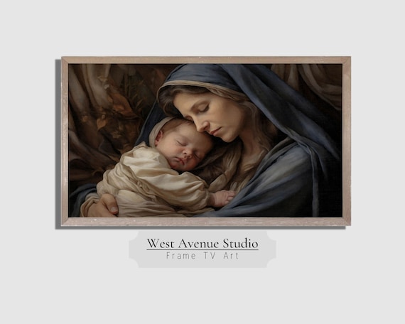 Babe In A Manger Christmas Poster Print
