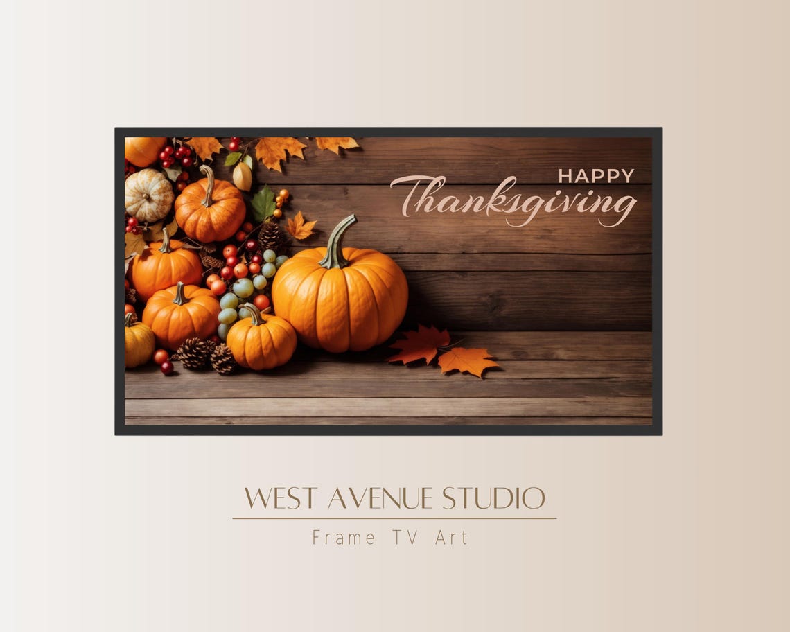 Happy Thanksgiving Rustic Wood Pumpkins Pinecones Fall Wall Art Poster - Image 4