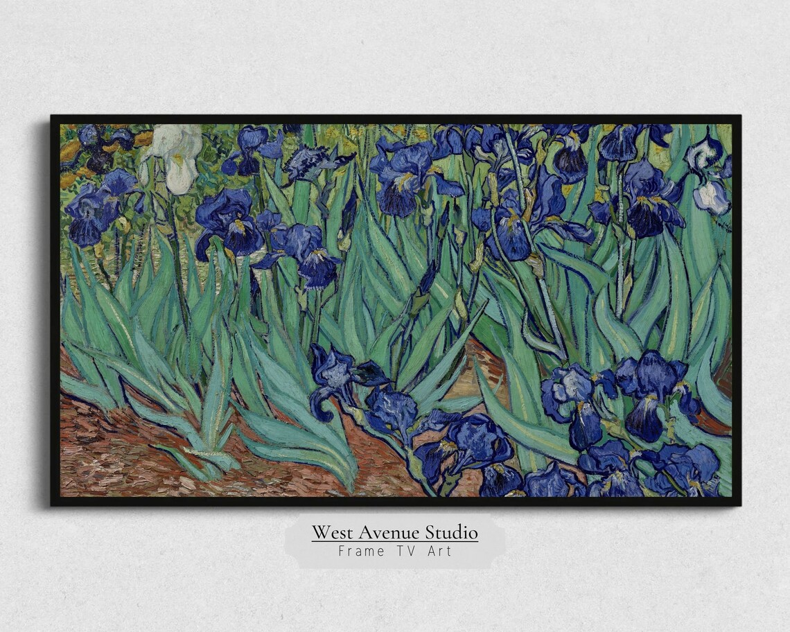 Vincent Van Gogh Irises Blue Flower Garden Oil Painting Wall Art Poster - Image 4