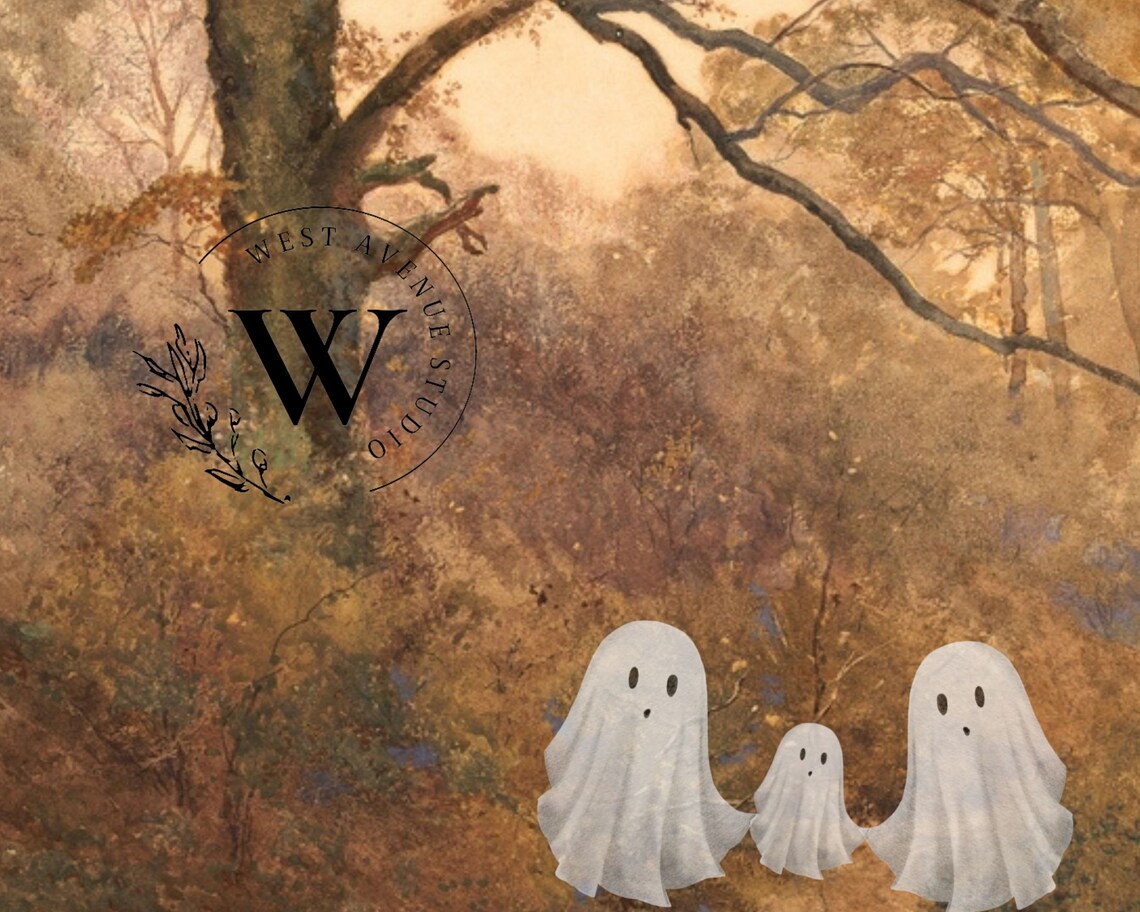 Halloween Ghost Family Vintage Halloween Art Print - Image 4