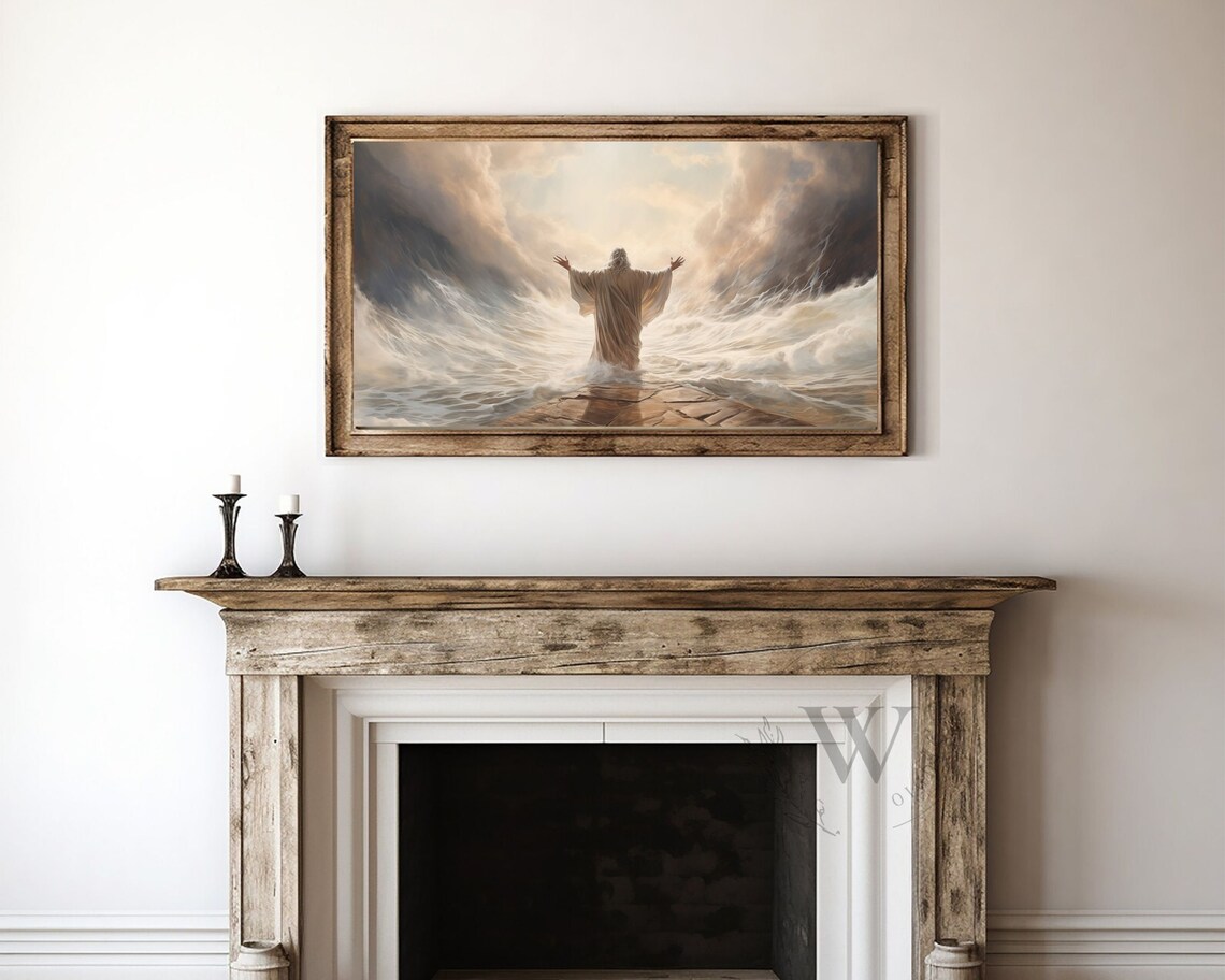 Moses Parting The Red Sea Dramatic Water Walls Christian Faith Art Poster - Image 4