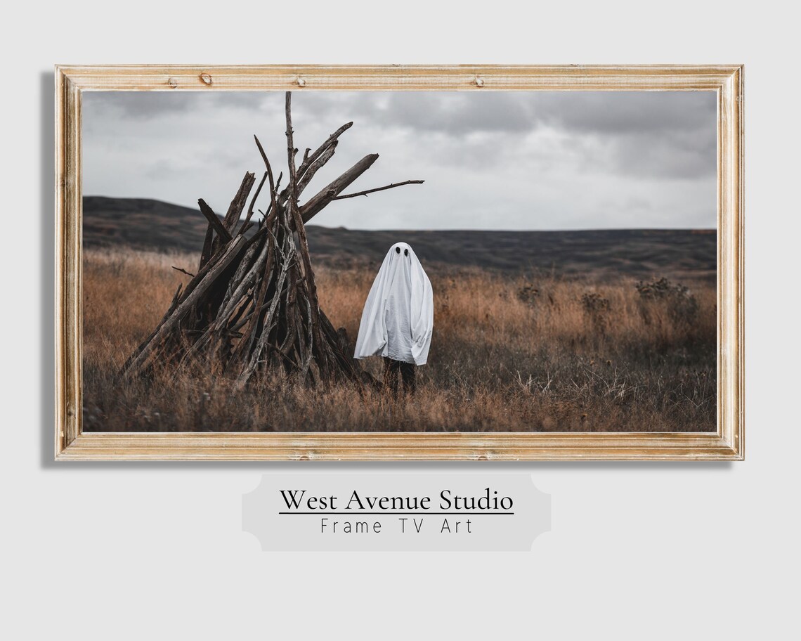 Halloween Ghost in Field Art Print, Farmhouse Decor - Image 5